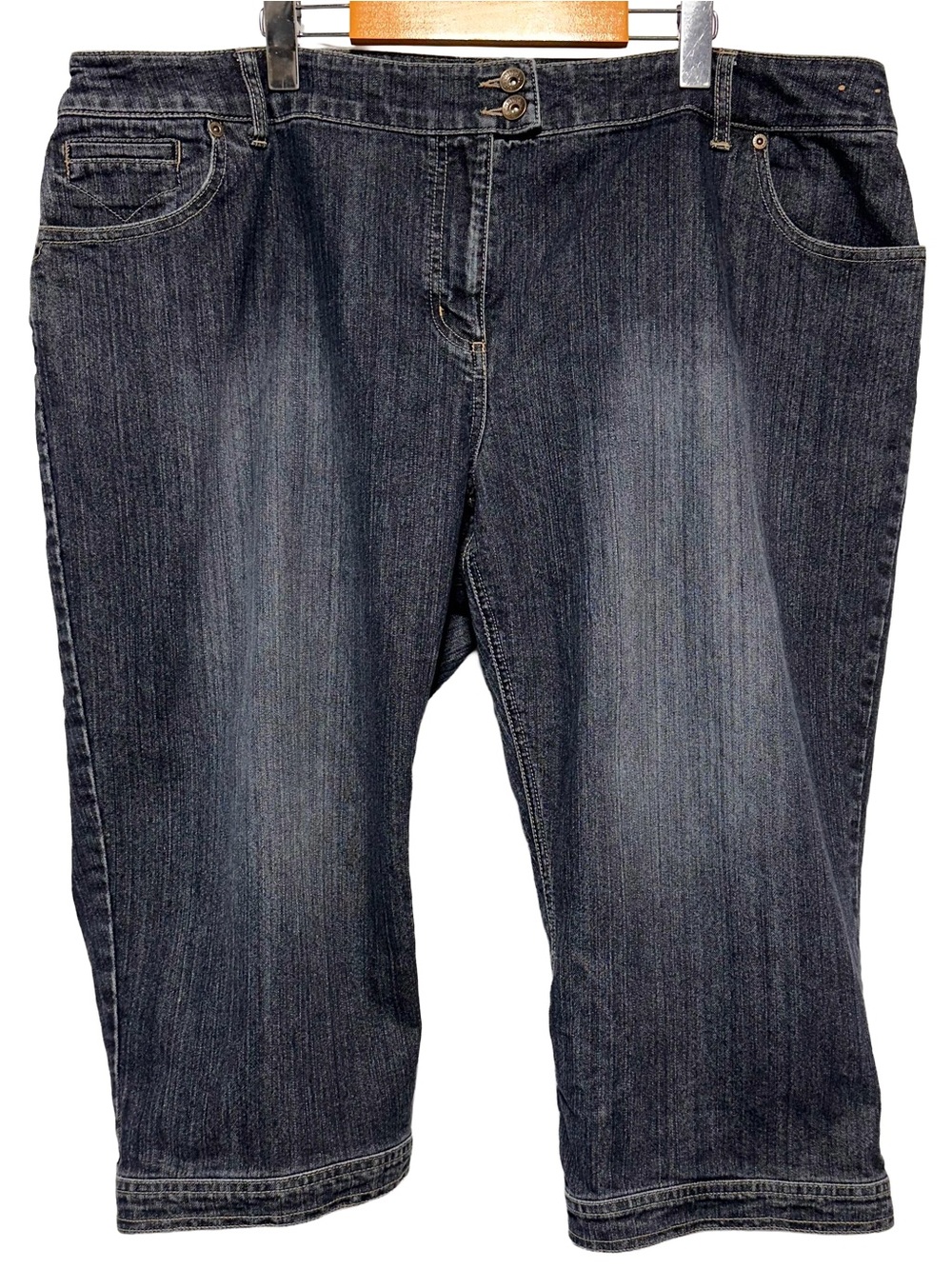 Plus Size 22 Dark Wash Denim Bermuda Shorts Long Stretch Jean Shorts